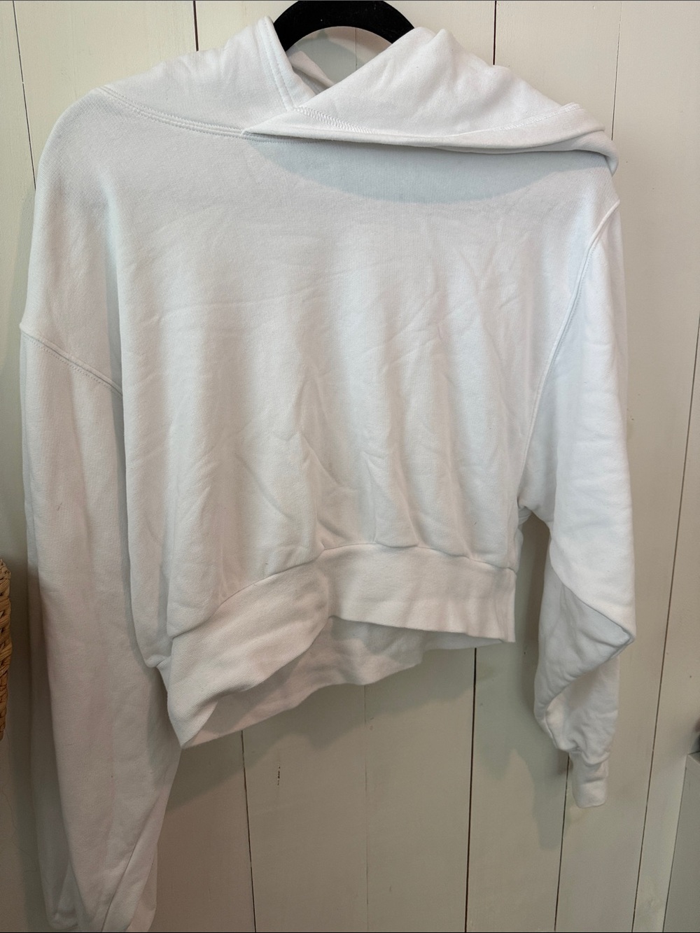 TNA White Cropped Hoodie